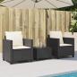 Preview: 3-tlg. Bistro-Set mit Kissen Schwarz Poly Rattan