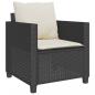 Preview: 3-tlg. Bistro-Set mit Kissen Schwarz Poly Rattan