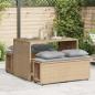 Preview: ARDEBO.de - 3-tlg. Garten-Essgruppe mit Kissen Beige Poly Rattan