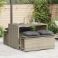 Preview: ARDEBO.de - 3-tlg. Garten-Essgruppe mit Kissen Hellgrau Poly Rattan