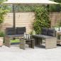 Preview: 4-tlg. Garten-Sofagarnitur mit Kissen Grau Poly Rattan