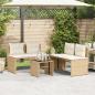 Preview: 4-tlg. Garten-Sofagarnitur mit Kissen Beige Poly Rattan