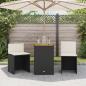 Preview: 3-tlg. Bistro-Set mit Kissen Schwarz Poly Rattan