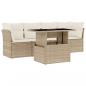 Preview: 5-tlg. Garten-Sofagarnitur mit Kissen Beige Poly Rattan