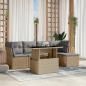 Preview: ARDEBO.de - 6-tlg. Garten-Sofagarnitur mit Kissen Beige Poly Rattan