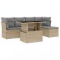 Preview: 6-tlg. Garten-Sofagarnitur mit Kissen Beige Poly Rattan