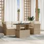 Preview: ARDEBO.de - 6-tlg. Garten-Sofagarnitur mit Kissen Beige Poly Rattan