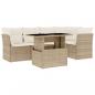 Preview: 6-tlg. Garten-Sofagarnitur mit Kissen Beige Poly Rattan