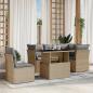 Preview: ARDEBO.de - 6-tlg. Garten-Sofagarnitur mit Kissen Beige Poly Rattan