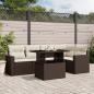 Preview: ARDEBO.de - 6-tlg. Garten-Sofagarnitur mit Kissen Braun Poly Rattan