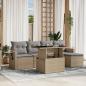 Preview: ARDEBO.de - 6-tlg. Garten-Sofagarnitur mit Kissen Beige Poly Rattan