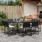 Preview: ARDEBO.de - 9-tlg. Garten-Essgruppe mit Kissen Schwarz Poly Rattan