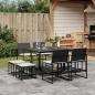 Preview: ARDEBO.de - 9-tlg. Garten-Essgruppe mit Kissen Schwarz Poly Rattan