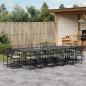 Preview: ARDEBO.de - 15-tlg. Garten-Essgruppe mit Kissen Schwarz Poly Rattan