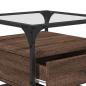 Preview: Couchtisch mit Glasplatte Braun Eichen-Optik 50x50x45 cm Stahl