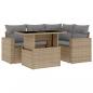 Preview: 5-tlg. Garten-Sofagarnitur mit Kissen Beige Poly Rattan