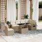 Preview: ARDEBO.de - 7-tlg. Garten-Sofagarnitur mit Kissen Beige Poly Rattan