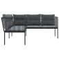 Preview: Gartensofa in L-Form mit Kissen Schwarz Stahl und Textilene