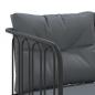 Preview: Gartensofa in L-Form mit Kissen Schwarz Stahl und Textilene