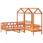 Preview: Tagesbett Set mit Dach Wachsbraun 90x190 cm Massivholz Kiefer