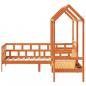 Preview: Tagesbett Set mit Dach Wachsbraun 90x190 cm Massivholz Kiefer