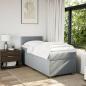 Preview: Boxspringbett mit Matratze Hellgrau 100x200 cm Stoff