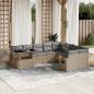 Preview: ARDEBO.de - 10-tlg. Garten-Sofagarnitur mit Kissen Beige Poly Rattan