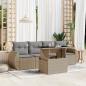 Preview: ARDEBO.de - 5-tlg. Garten-Sofagarnitur mit Kissen Beige Poly Rattan