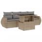 Preview: 5-tlg. Garten-Sofagarnitur mit Kissen Beige Poly Rattan