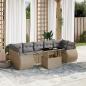 Preview: ARDEBO.de - 8-tlg. Garten-Sofagarnitur mit Kissen Beige Poly Rattan