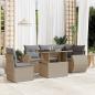 Preview: ARDEBO.de - 6-tlg. Garten-Sofagarnitur mit Kissen Beige Poly Rattan