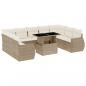 Preview: 10-tlg. Garten-Sofagarnitur mit Kissen Beige Poly Rattan