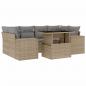 Preview: 7-tlg. Garten-Sofagarnitur mit Kissen Beige Poly Rattan