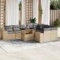 Preview: ARDEBO.de - 10-tlg. Garten-Sofagarnitur mit Kissen Beige Poly Rattan