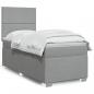 Preview: ARDEBO.de - Boxspringbett mit Matratze Hellgrau 90x200 cm Stoff