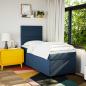 Preview: Boxspringbett mit Matratze Blau 100x200 cm Stoff