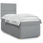 Preview: ARDEBO.de - Boxspringbett mit Matratze Hellgrau 90x190 cm Stoff