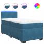 Preview: Boxspringbett mit Matratze Blau 90x200 cm Samt