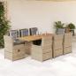 Preview: ARDEBO.de - 9-tlg. Garten-Essgruppe mit Kissen Beige Poly Rattan