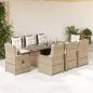 Preview: ARDEBO.de - 9-tlg. Garten-Essgruppe mit Kissen Beige Poly Rattan