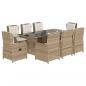 Preview: 9-tlg. Garten-Essgruppe mit Kissen Beige Poly Rattan