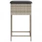 Preview: Garten-Barhocker mit Kissen 2 Stk. Hellgrau Poly Rattan