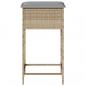 Preview: Garten-Barhocker mit Kissen 2 Stk. Beige Poly Rattan