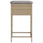 Preview: Garten-Barhocker mit Kissen 2 Stk. Beige Poly Rattan