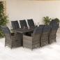 Preview: ARDEBO.de - 9-tlg. Garten-Bistro-Set mit Kissen Grau Poly Rattan