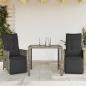 Preview: ARDEBO.de - 3-tlg. Garten-Bistro-Set mit Kissen Grau Poly Rattan