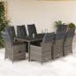 Preview: ARDEBO.de - 9-tlg. Garten-Bistro-Set mit Kissen Grau Poly Rattan