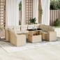 Preview: ARDEBO.de - 10-tlg. Garten-Sofagarnitur mit Kissen Beige Poly Rattan