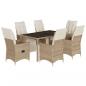 Preview: 7-tlg. Garten-Bistro-Set mit Kissen Beige Poly Rattan