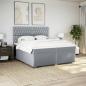 Preview: Boxspringbett mit Matratze Hellgrau 200x200 cm Stoff